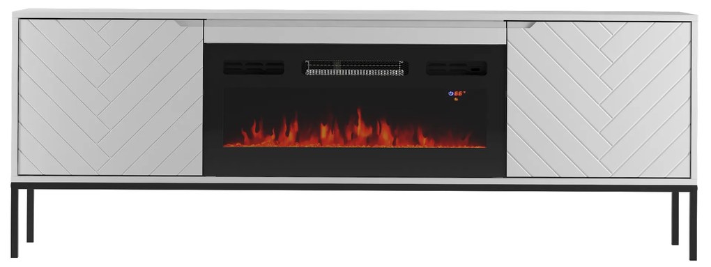 TV stolík EMY biela s elektrickým krbom