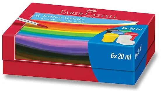Temperové farby Faber-Castell v téglikoch - 6 ks x 20 ml