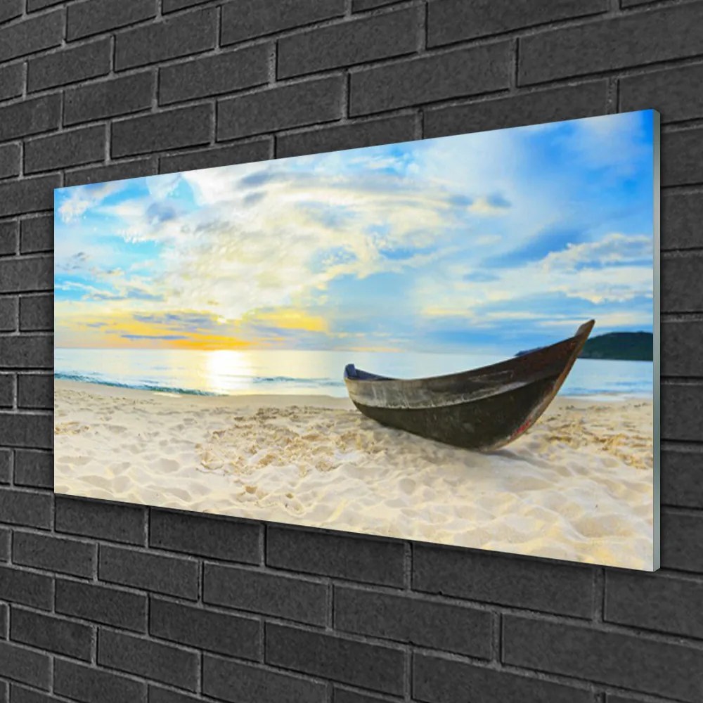 Skleneny obraz Szklane loďku plaża morze 120x60 cm