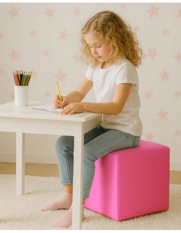 Sedací vak taburetka kocka ružová EMI