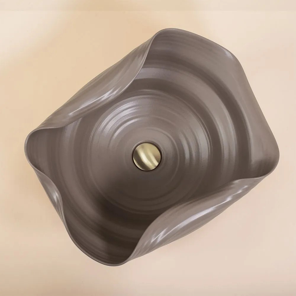 Keramické umývadlo na dosku REA HM-66TB Handmade ART hnedé