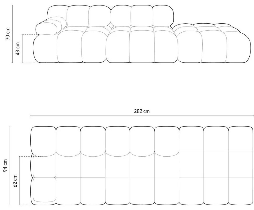 Svetlosivá pohovka z textílie buklé 288 cm Bellis – Micadoni