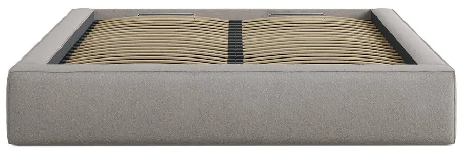 Svetlosivá čalúnená dvojlôžková posteľ s úložným priestorom s roštom 180x200 cm Simon Olivia – Micadoni