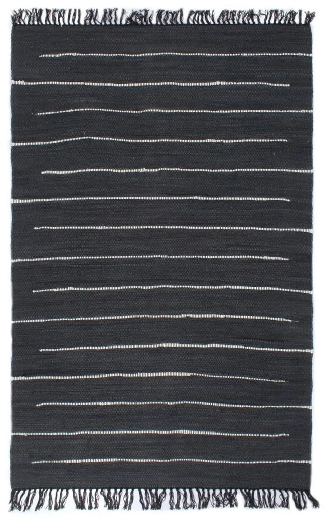 vidaXL Ručne tkaný koberec Chindi antracitový 120x170 cm bavlnený