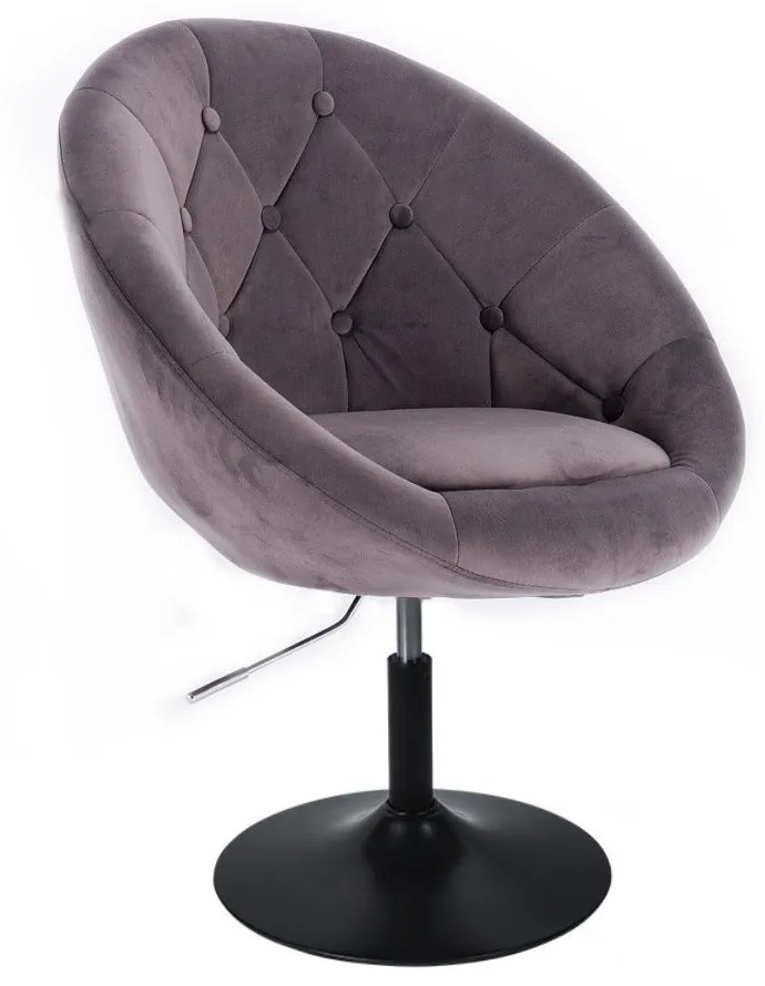 LuxuryForm DESIGN Kreslo VERA VELUR na čiernom tanieri - tmavo šedé