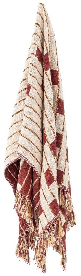 Červená/béžová deka s prímesou bavlny 130x160 cm Cang – Bloomingville