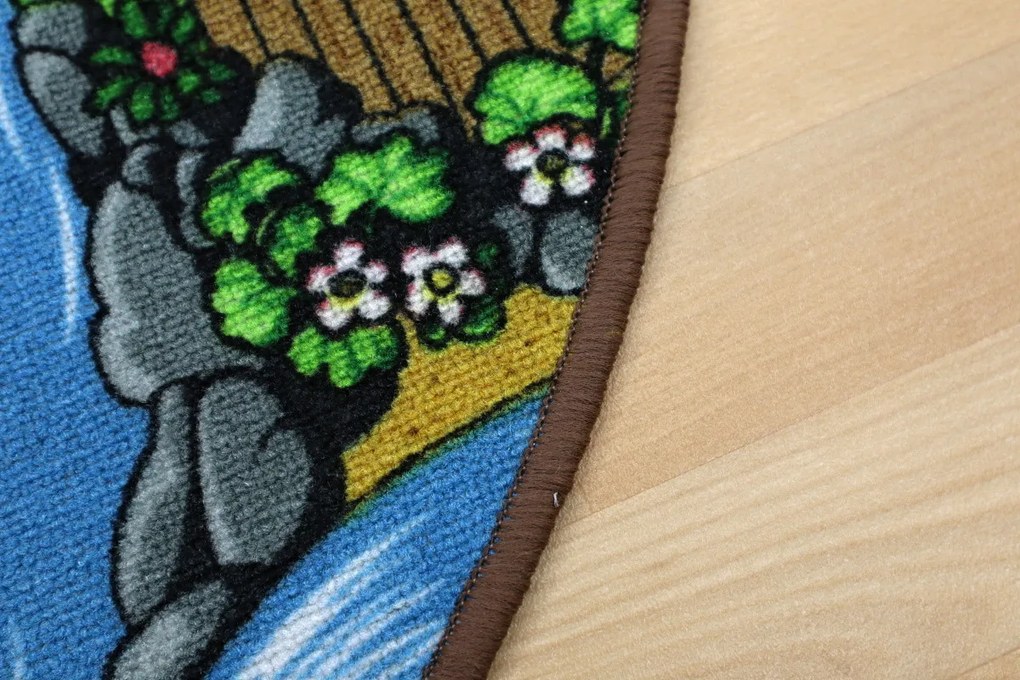 Vopi, Detský kusový koberec Dino kruh, 67x67 (priemer) kruh, viacfarebná, detská izba