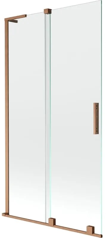 Mexen Velar L, 2-krídlová posuvná vaňová zástena 100 x 150 cm, 8mm číre sklo, medená matná, 896-100-003-01-65