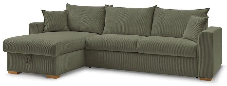 Zelená menčestrová rozkladacia rohová pohovka (variabilná) Augustin – Bobochic Paris