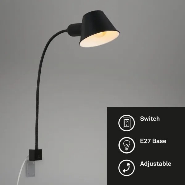 Briloner 2079-015 - Nástenná flexibilná lampa 1xE27/10W/230V čierna
