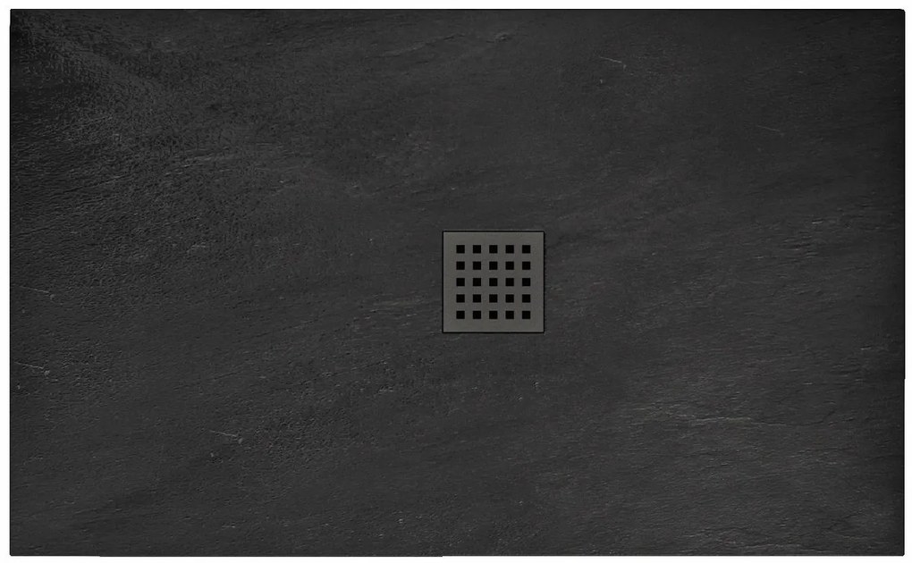 Rea Black Rock, konglomerátová sprchová vanička 120x90x3,5 cm + sifón, čierna, REA-K4580
