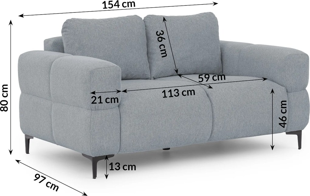 POHOVKA FLEUR 2 MIESTNÁ ŠEDÁ 154 cm