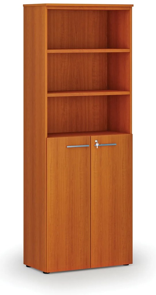 Kombinovaná kancelárska skriňa PRIMO WOOD, dvere na 3 poschodia, 800 x 420 x 2128 mm, čerešňa