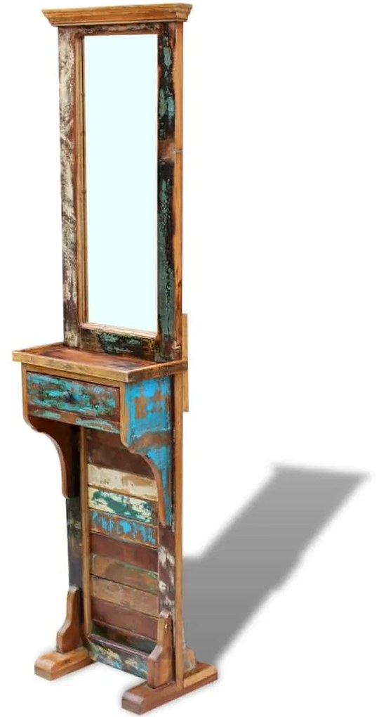 vidaXL Zrkadlo do chodby, recyklovaný masív 47x23x180 cm
