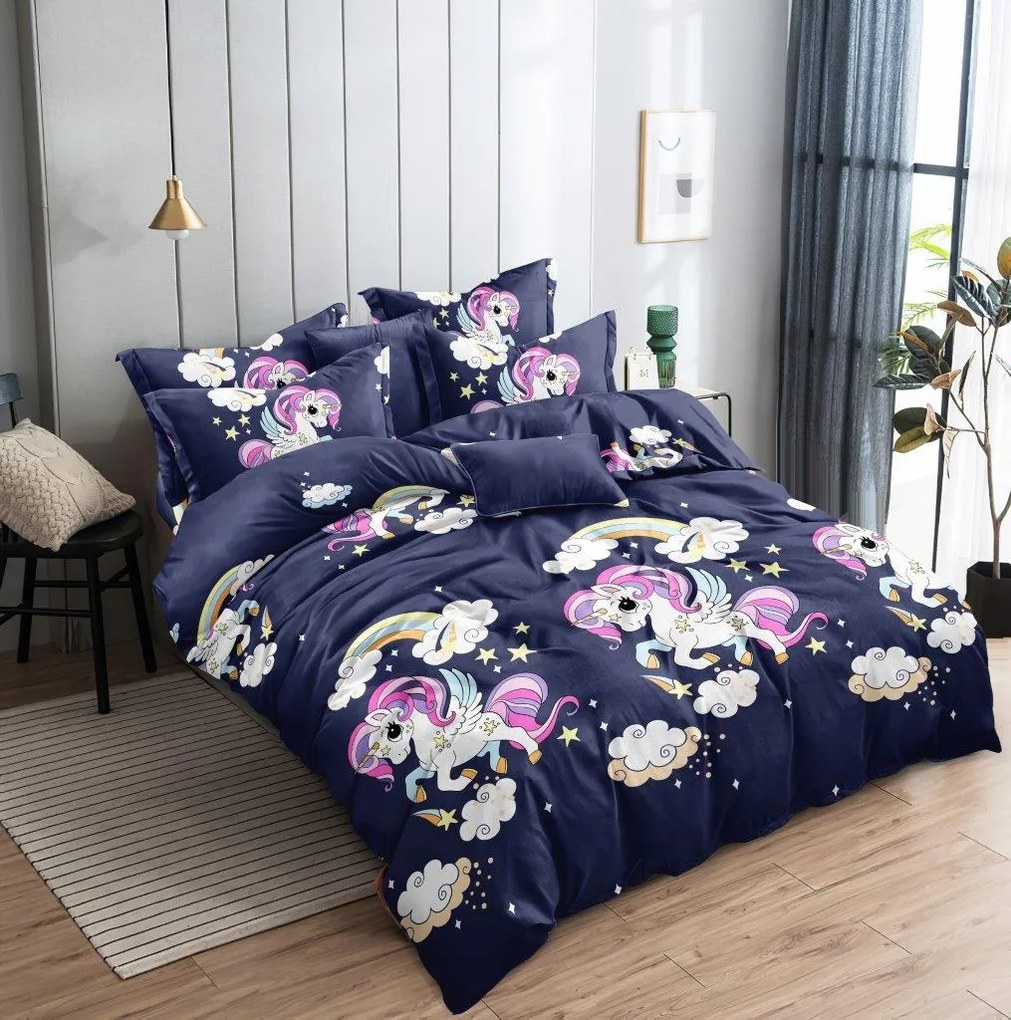 Detské obliečky z mikrovlákna UNICORN modré Rozmer obliečky: 70 x 80 cm | 140 x 200 cm