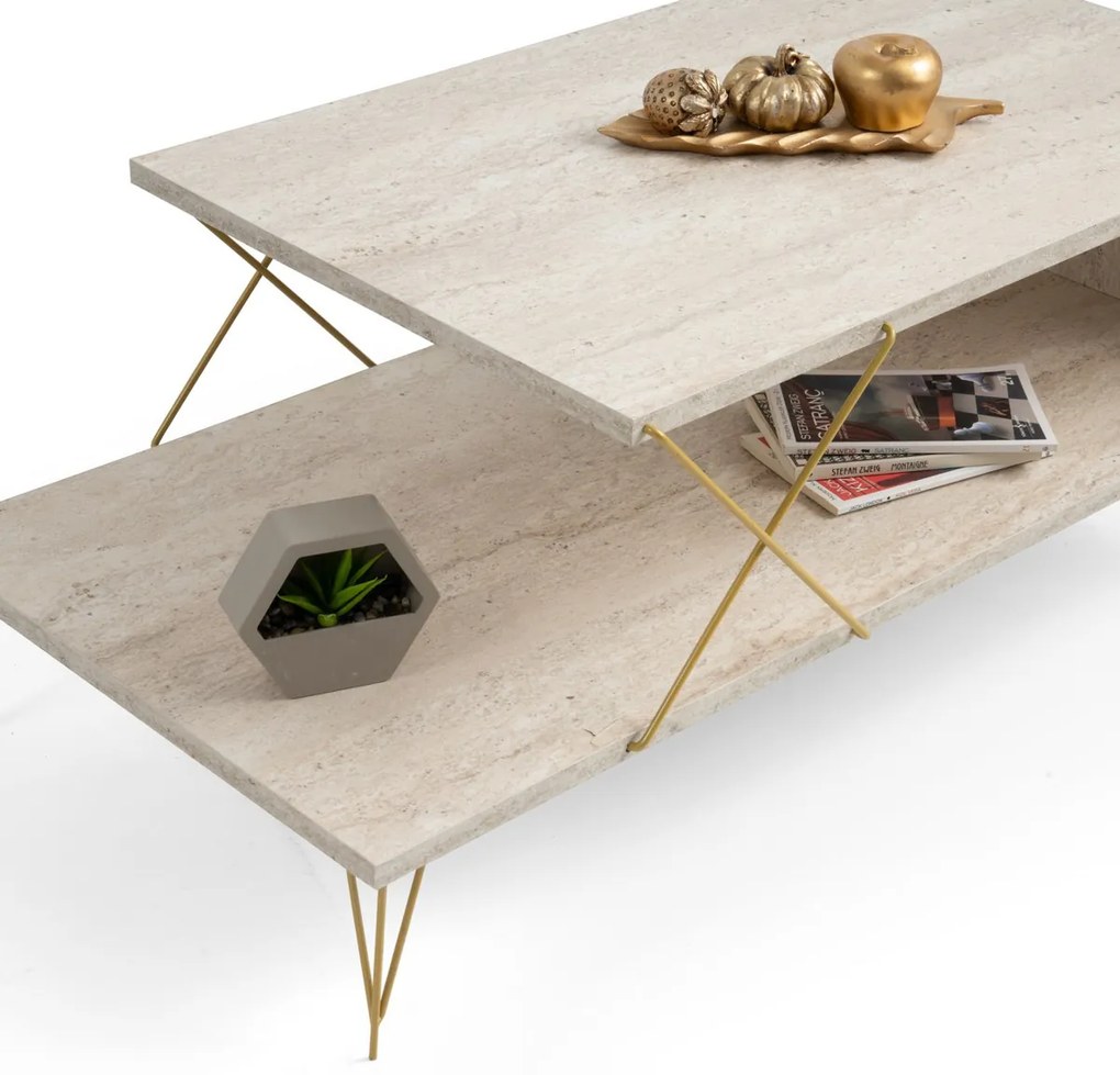 Konferenčný stolík Loire Gold Travertine