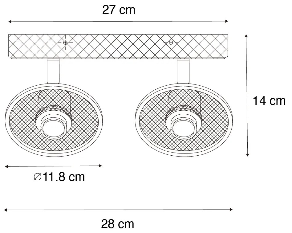 Priemyselné stropné bodové svietidlo čierne s drevom 2-svetlo - Jasmine