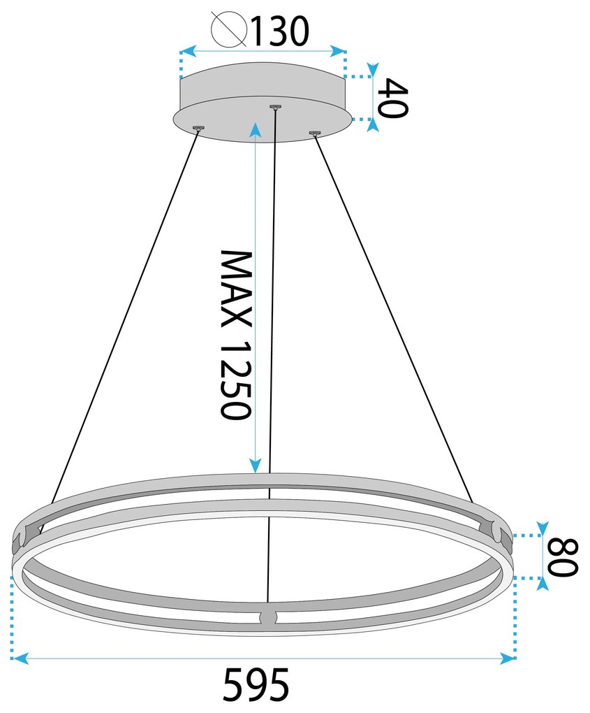 Toolight Toolight, LED závesné svietidlo 60cm, 76W, 3000K, LHJ015-CP, zlatá, OSW-60009