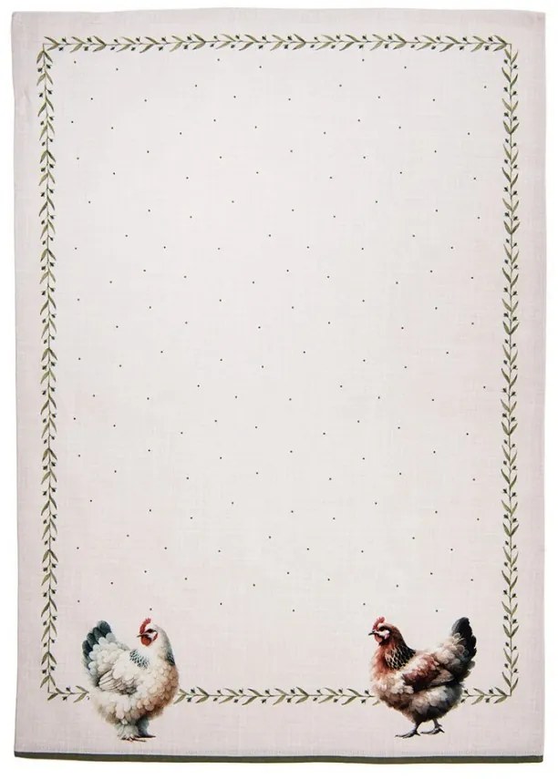 Béžová utierka so sliepočkami Barnyard Chicken - 50*70 cm