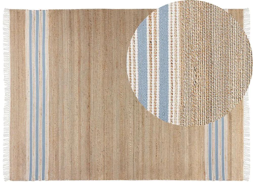 Jutový koberec 160 x 230 cm béžová/modrá MIRZA Beliani