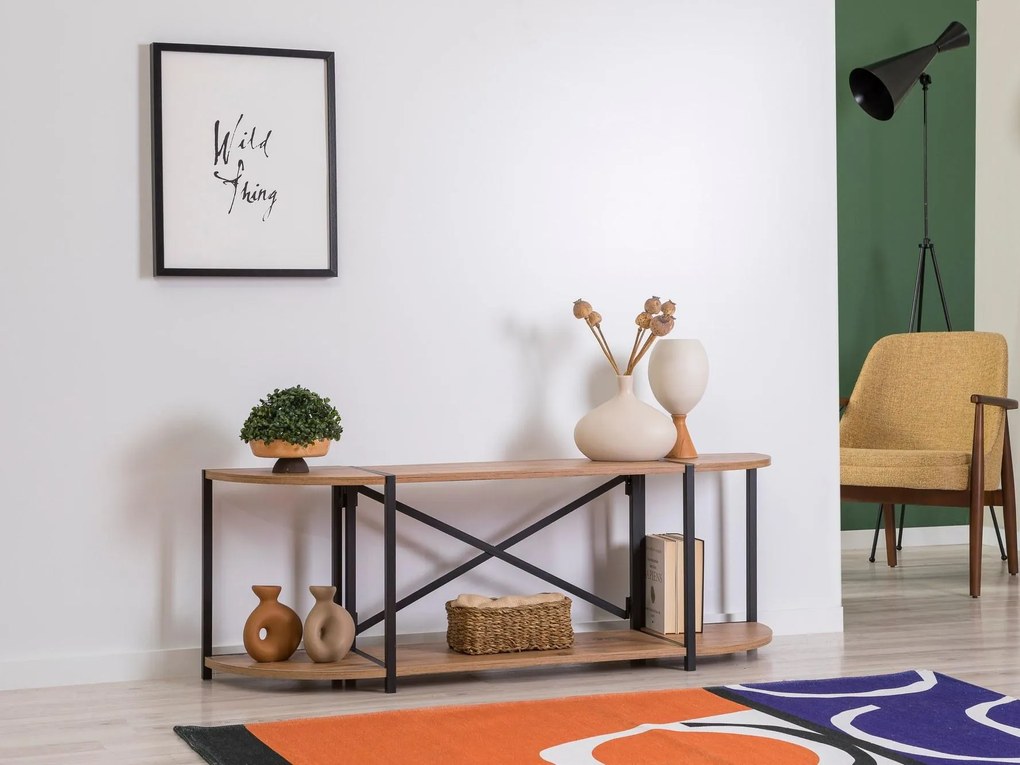 TV stolík Punale (borovica atlantická + čierna). Akcia -30%. Vlastná spoľahlivá doprava až k Vám domov. 1095150