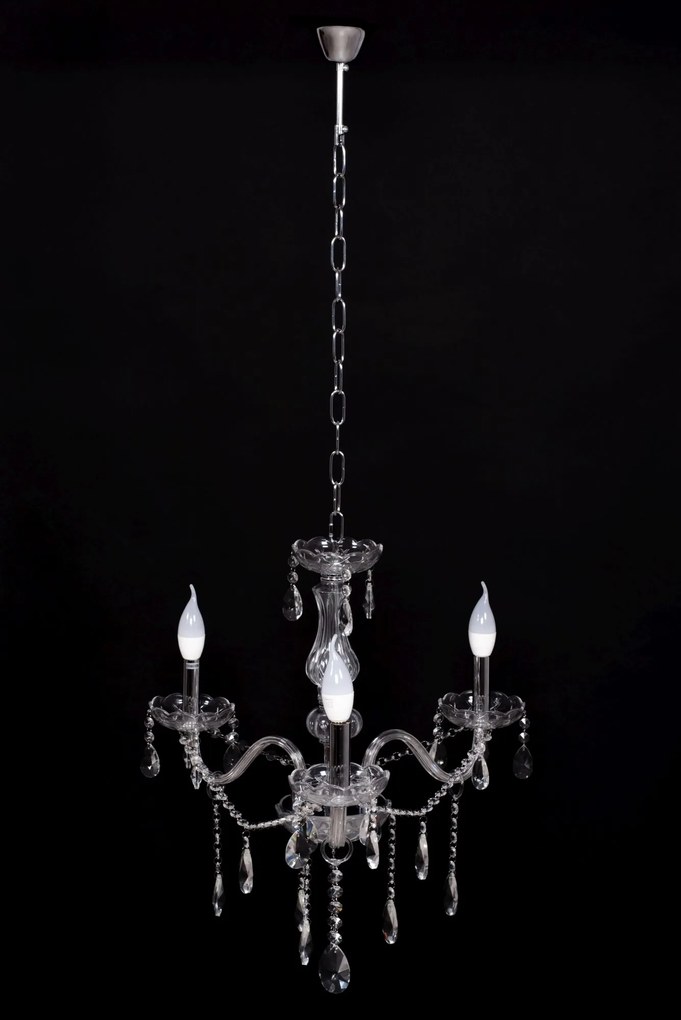 Toolight - Krištáľový závesný luster 3xE14 60W 300752, strieborná, OSW-04601