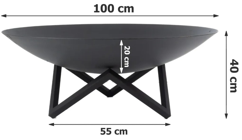 ZÁHRADNÉ OHNISKO NEREO ČIERNE 100 cm