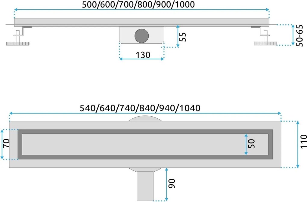 Lineární odtokový žlab Rea Neox Pro 60 cm stříbrný