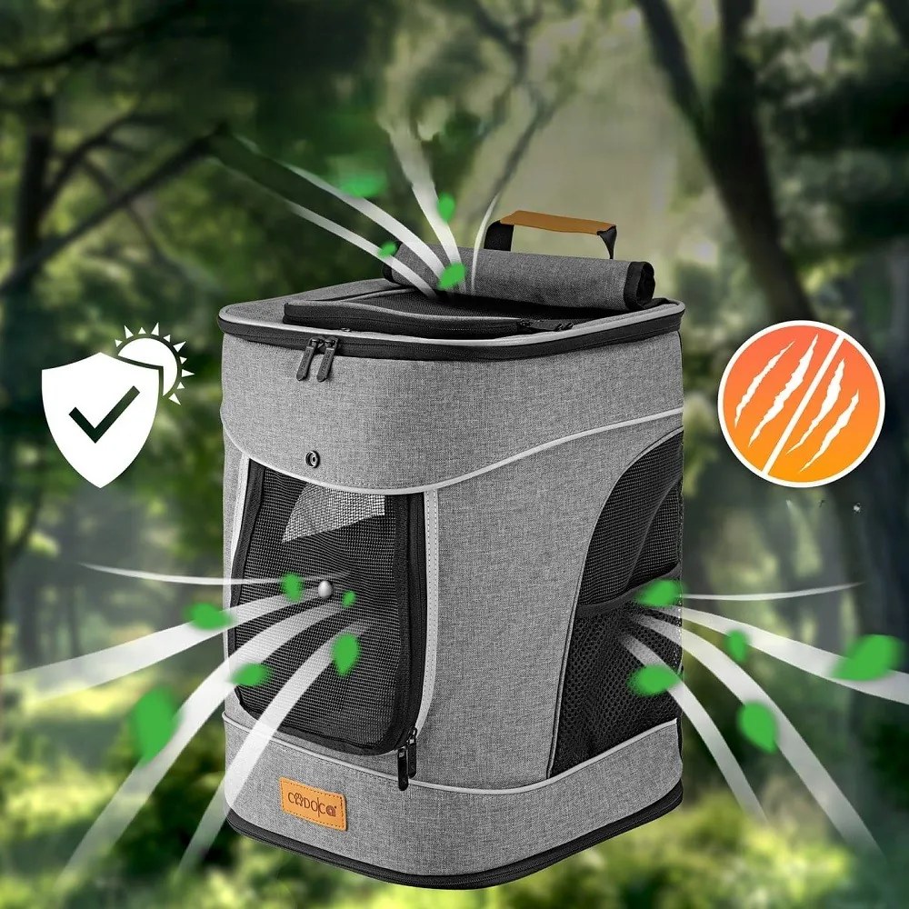 Batoh pre psy a mačky JOY,  31x30x41cm, šedá Cadoca