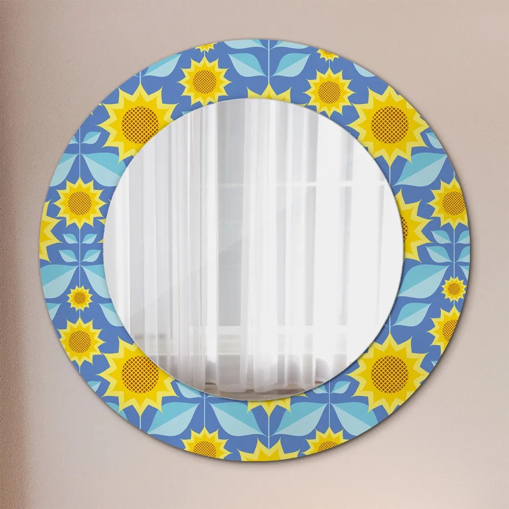Okrúhle ozdobné zrkadlo Geometrické slnečnice fi 50 cm