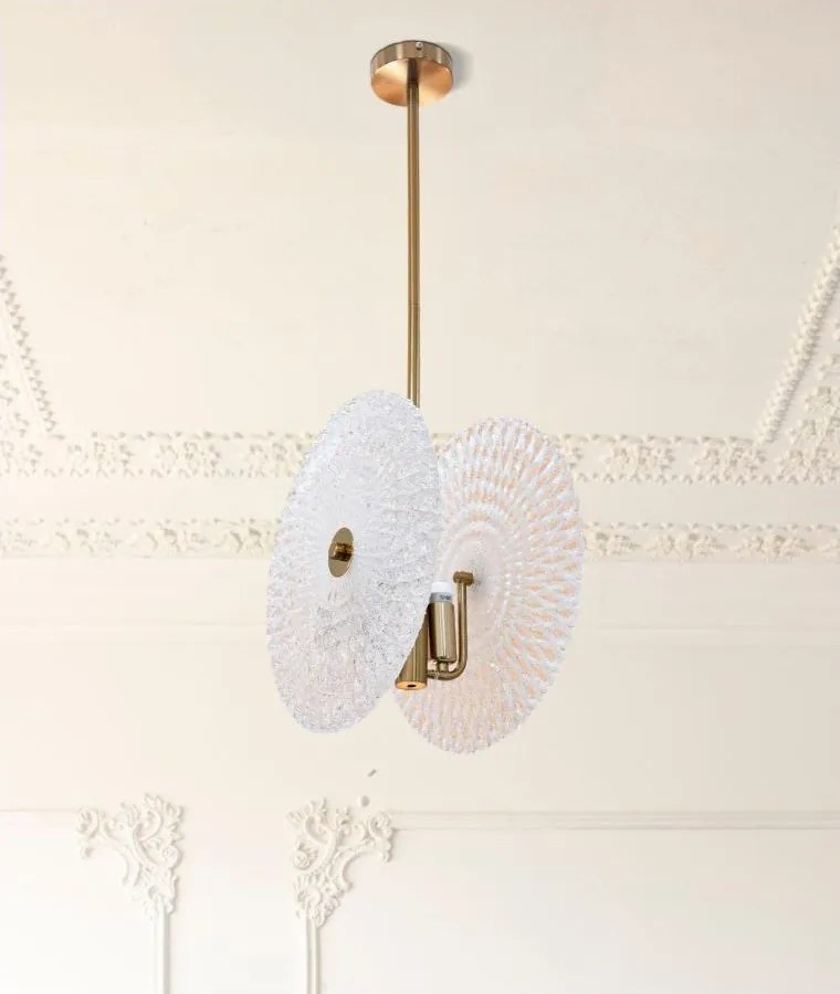 Závesné svietidlo v zlatej farbe so skleneným tienidlom Glass – Mauro Ferretti