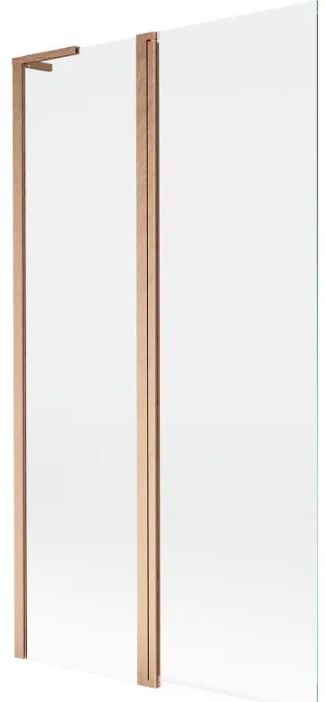 Mexen Mist L, 2-krídlová vaňová zástena 100 x 150 cm, číre sklo, medený matný profil, 8A9L-100-011-65-00