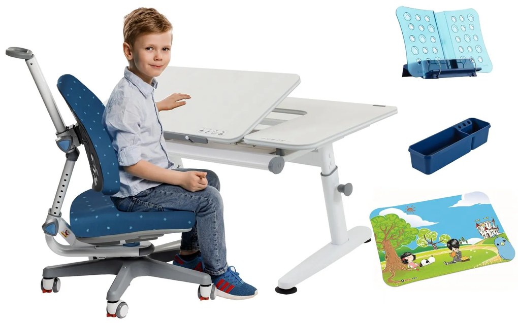 AMADEUS Detský rastúci stôl ŽOLÍK III dekor biely céder + rastúca stolička KLÁRA II