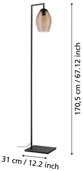 Eglo 390255 - Stojacia lampa ESTANYS 1xE27/40W/230V hnedá