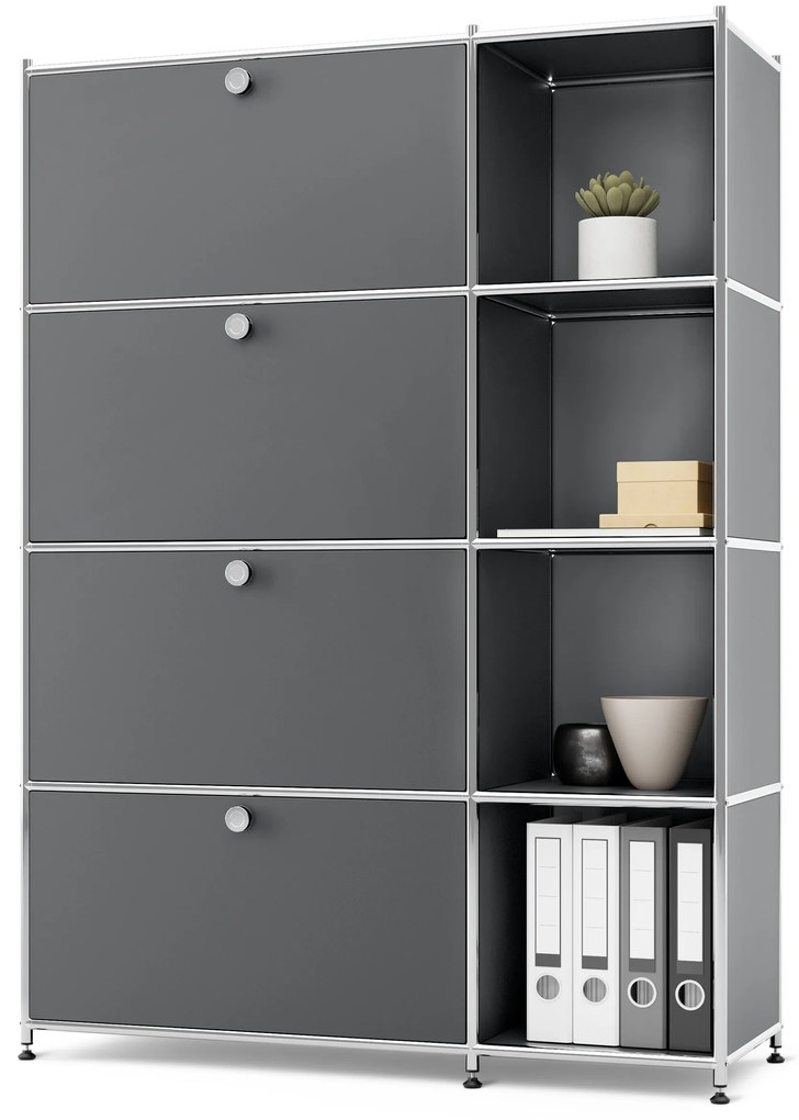 Kovová skrinka »CN3« so 4 výklopnými priečinkami, sivá