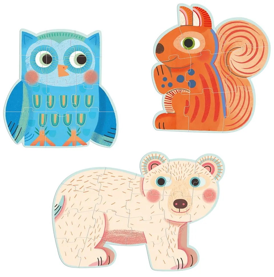 Sada 3 detských puzzle Djeco Forest