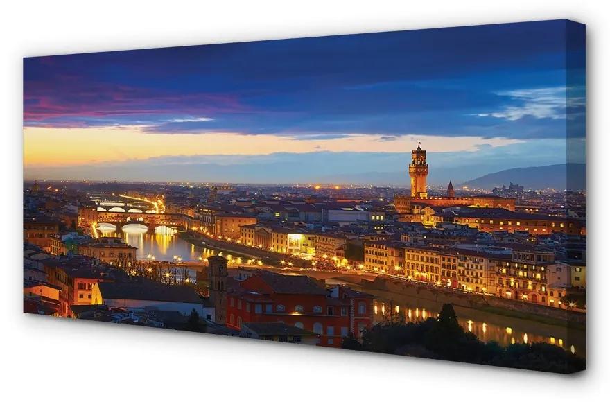 Obraz na plátne Taliansko Night panorama mostov 100x50cm