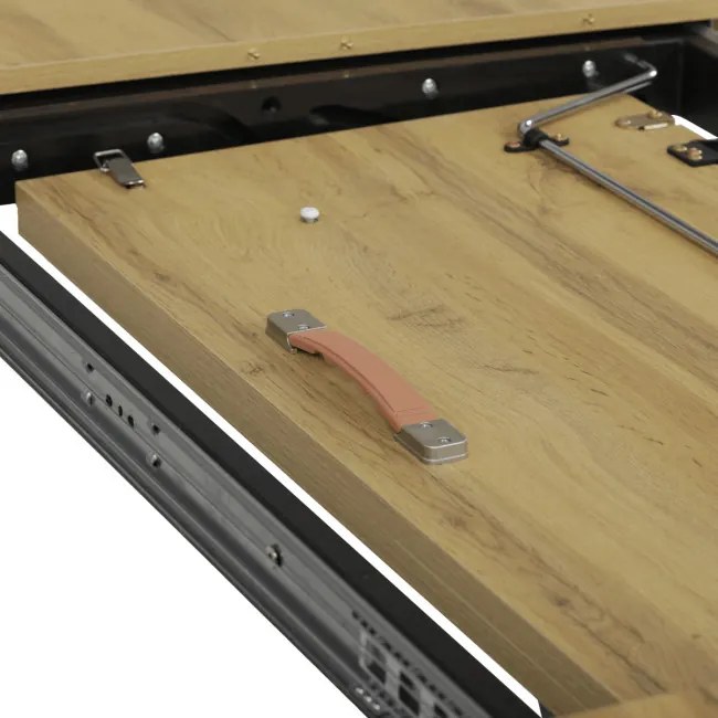 Jedálenský stôl 160x90 cm, rozkladací HT-R5624 OAK dub / čierne nohy