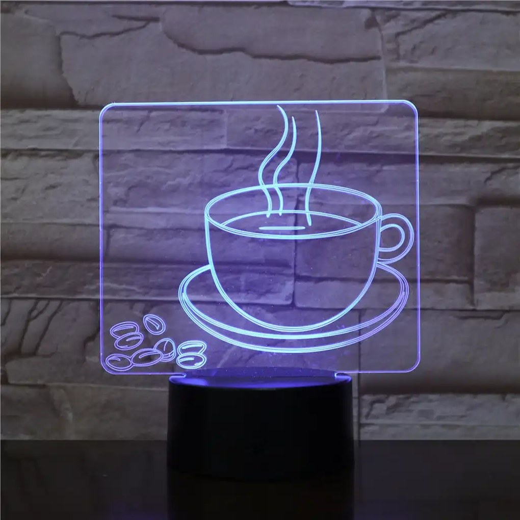 3Dmix 3DL-CLK033 – 3D LED nočná lampa - Káva (Hodiny s budíkom)
