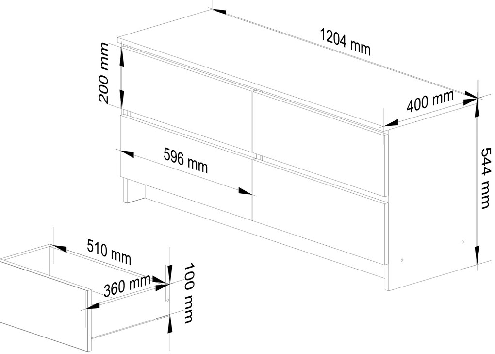 Komoda Kraft 4SZ (biela). Akcia -16%. Vlastná spoľahlivá doprava až k Vám domov. 1117191