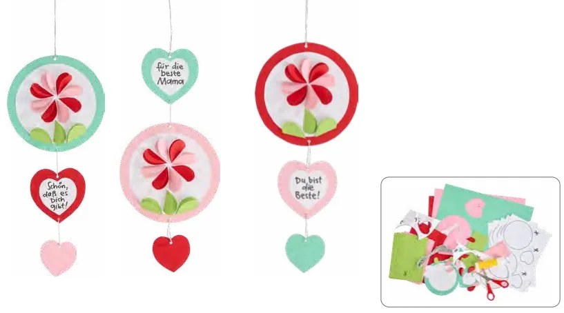 Haba Craft Kit Kreatívna sada Závesné dekorácie Srdiečka a kvety