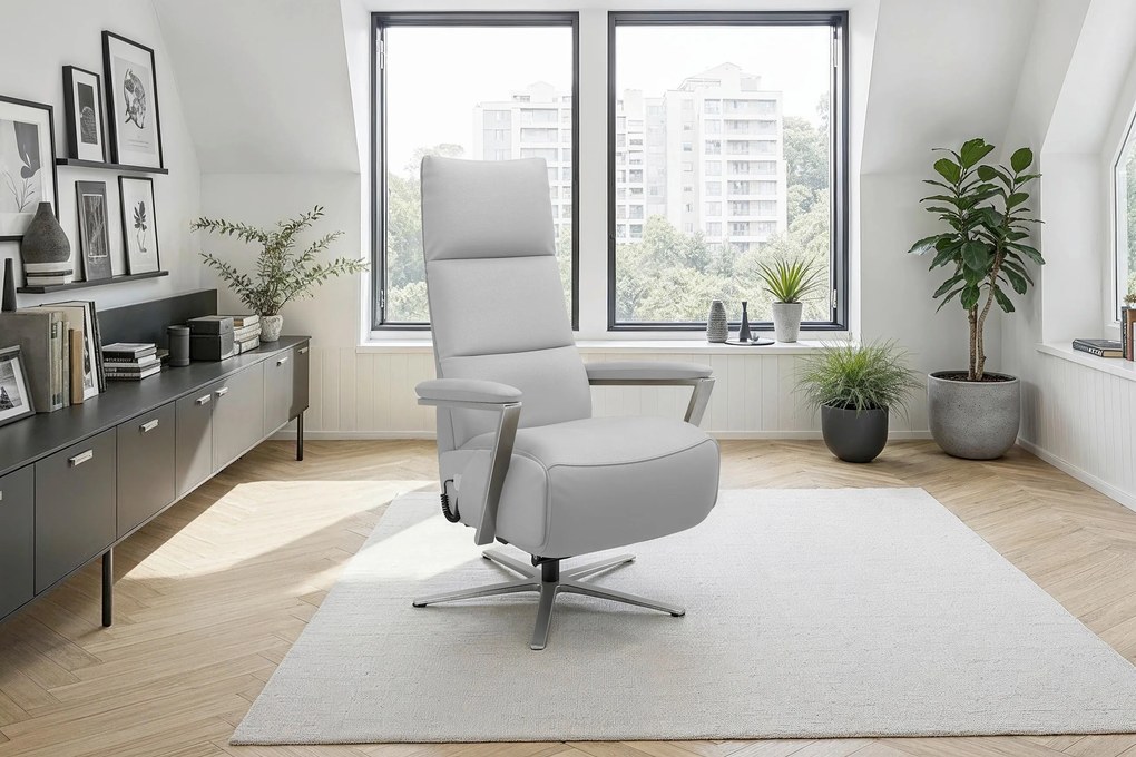 XXXLutz RELAXAČNÉ KRESLO, koža, svetlosivá Sit & More - Online Only obývacie izby - 00014402878Q