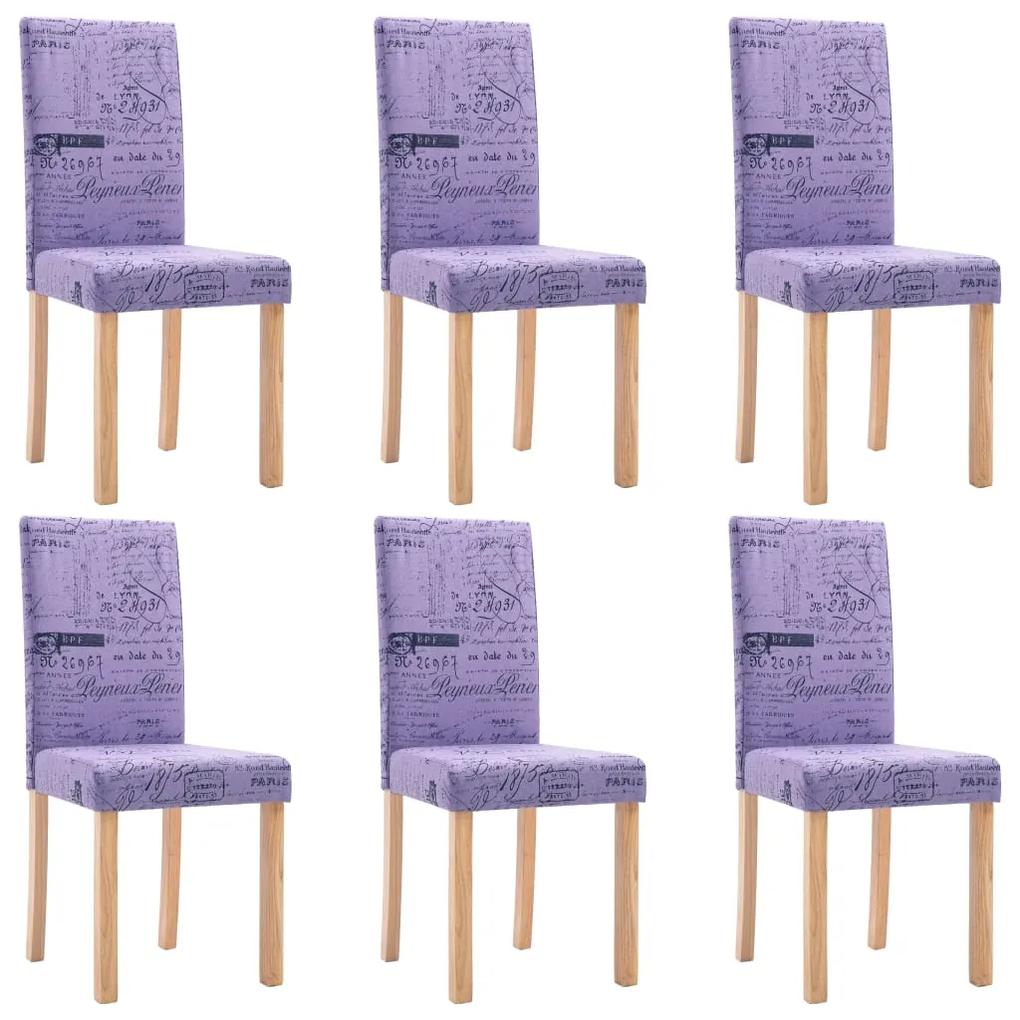 vidaXL Jedálenské stoličky 6 ks, fialové, látka