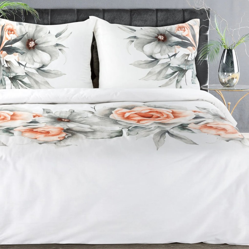 SATÉNOVÉ OBLIEČKY DIVA23 200X220 CM, 2 KS 70X80 CM KVETY