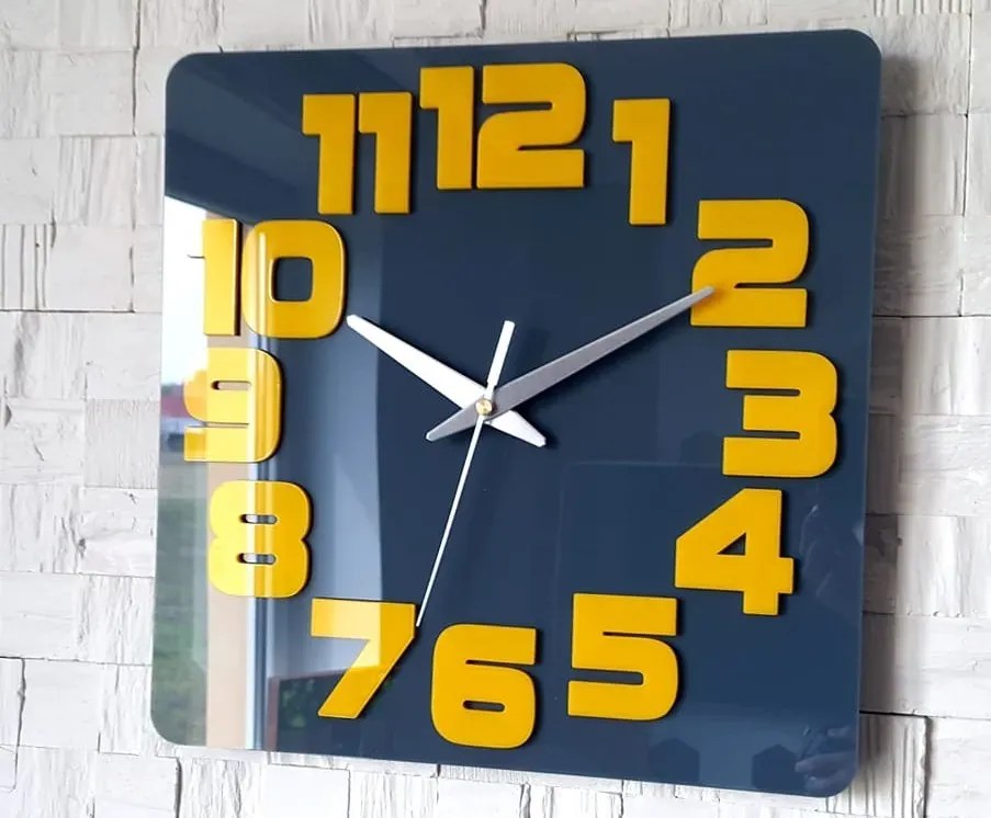 Nástěnné hodiny Logic 30 cm šedé/žluté