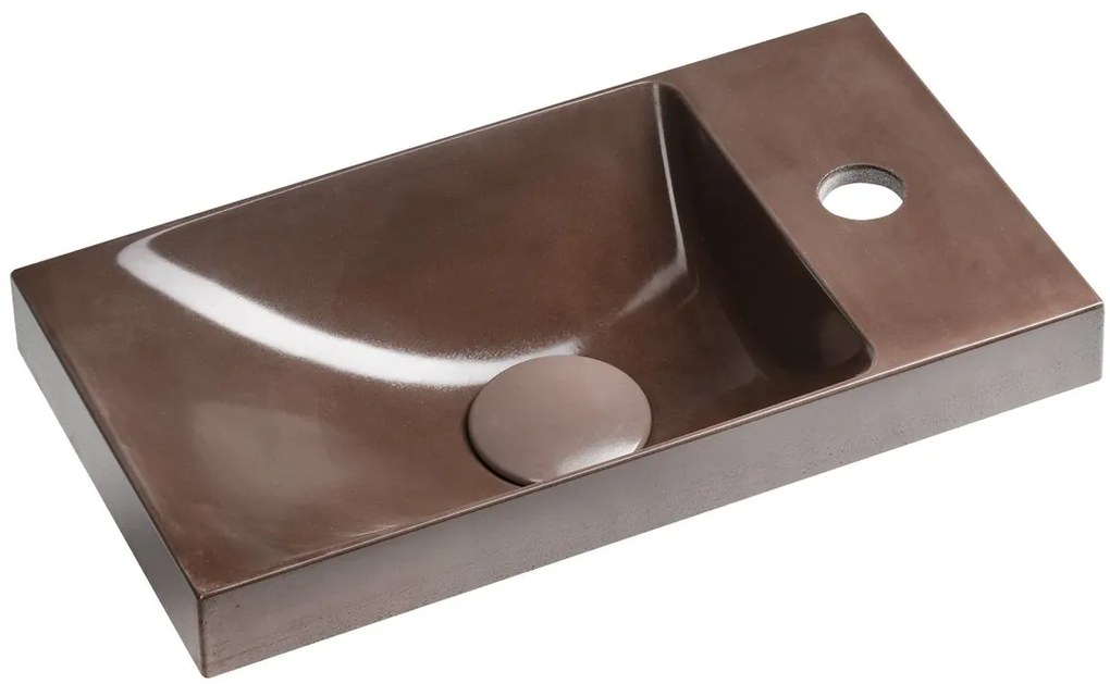 Sapho Sapho, AGOS betónové umývadlo 40x22cm, ľavé/pravé, tmavohnedá lesklá, AS40015