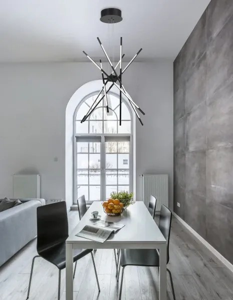 LED luster Raccio 85 čierne s diaľkovým ovládaním