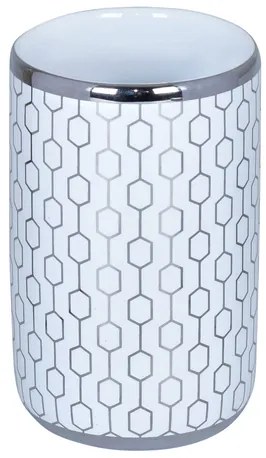 BISK Erga Cadril, pohár na zubné kefky na postavenie, biela-chrómová, ERG-08184