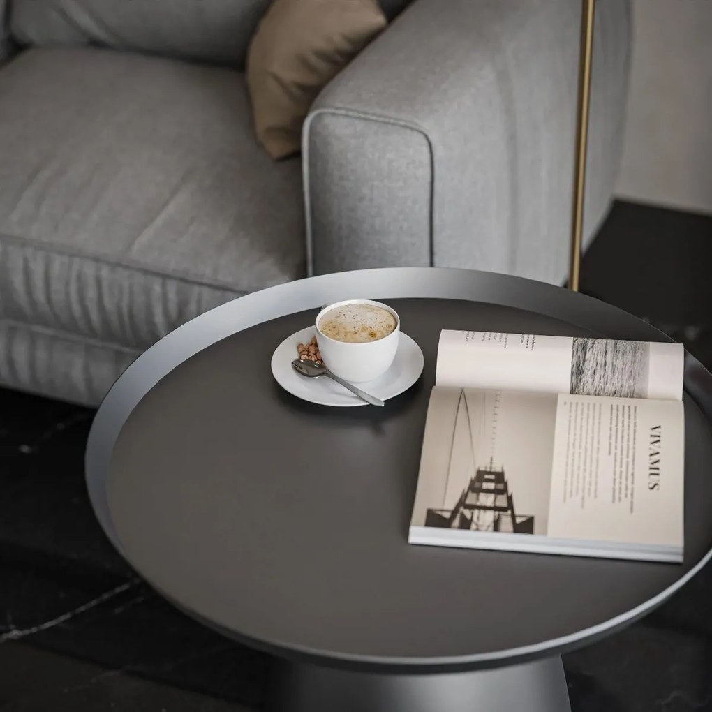 OKRÚHLY KONFERENČNÝ STOLÍK CRUS ŠEDÝ