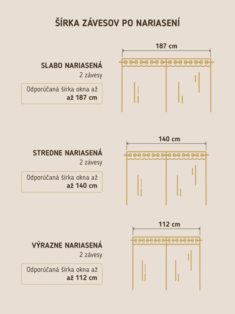 Blackout závesy Elias cappuccino - 140 × 180 cm (2 ks) - krúžky
